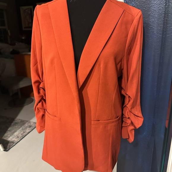 Skies Are Blue Jackets & Blazers - Orange Suit Jacket